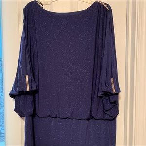 Blue glittery dress with slit sleeves womens size 20w